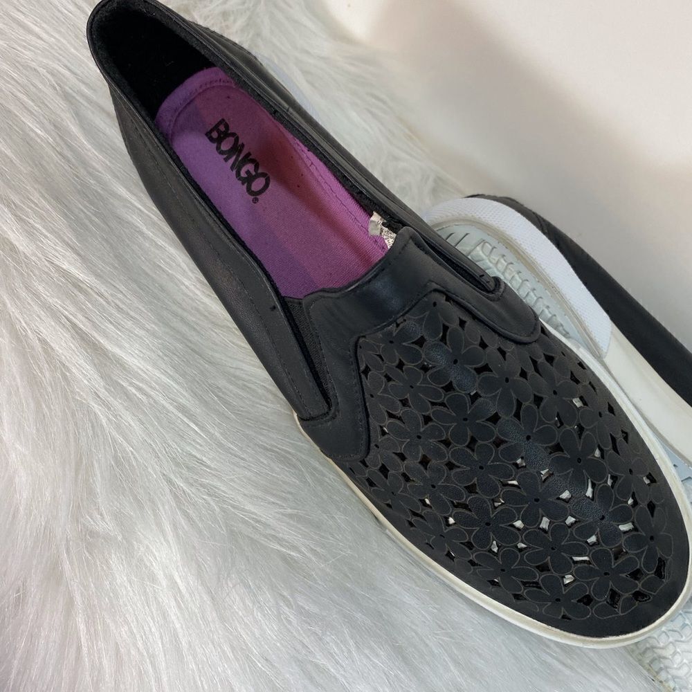 Black Bongo Lasercut Slip On Shoes size 10